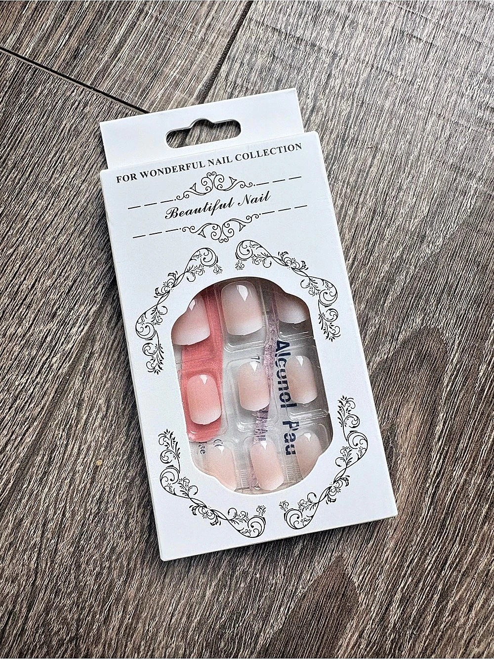 For Wonderful Nail Collection Beautiful Nail Press-On Manicure Set Pink & White